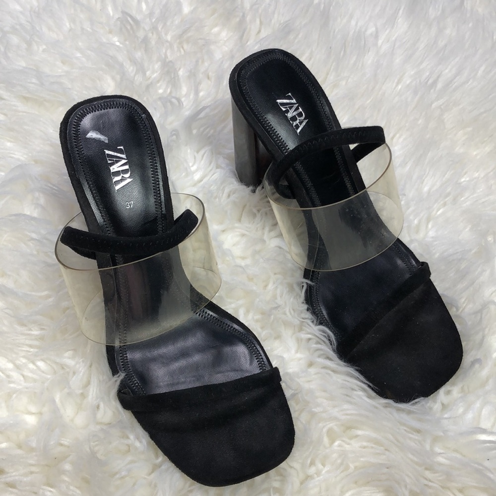 Zara Clear Strap Tortoise Shell Block Heel Sandals - image 3